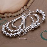 Chandelier Beaded Dangle Style 925 Sterling Silver Bali Hoop Earrings Photo 2