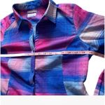 Columbia Omni Wick Button Down Pink Blue Plaid Logo Shirt Long Sleeve Photo 6