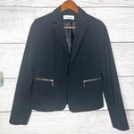 Calvin Klein  Black Cropped Zipper Pocket Blazer Jacket Size Medium Photo 0