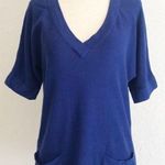 Chico's V Neck Sweater Top Short Sleeves Pockets Cotton Royal Blue Small Size 0 Photo 0