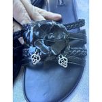 Brighton  Slide Mule Sandals Sz 8.5 Black Leather Braided Womens Flat Block Heel Photo 2