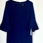 Nina Leonard NWT  Navy Tiered Sleeve Dress - Size: Large Photo 4