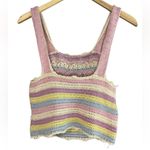ZARA Crochet Knit Cropped Pastel Tank Top Size Medium Photo 2