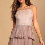 Lulus LULU’S Sweetest Soirée Blush Pink Metallic Pleated Open Back Mini Dress Size M Photo 2