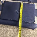 Amanda Blu shoulder bag. Navy & tan strip. Small pouch inside. Cute for Spring! Blue Photo 9