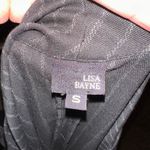 Lisa Bayne black pinstripe cowl neck front zipper S dress Photo 4