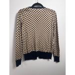 Ann Taylor  Cardigan‎ Womens L Navy Tan Black Polka Dot Long Sleeve Knit Photo 5