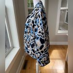 Alfred Dunner Navy Blue White Graphic Floral Quilted Jacket Lightweight Coat 14 Photo 1