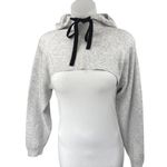 Bershka Gray Long Sleeve Cutout Drawstring Hooded Hoodie Crop Sweatshirt Top M Photo 0