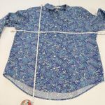 LL Bean Blue Floral Wrinkle Free Pinpoint Oxford Long Sleeve Shirt LARGE PETITE Size undefined Photo 6