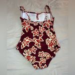 Emerald Red and White One Piece Swimwear Size Medium Red Photo 2