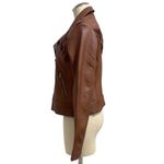 Coffee Shop Junior's Brown Faux Leather Fringe Moto Jacket Size L Photo 5