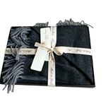 NWT Italian Woollen Treasures Luxury WOOL Cashmere Soft Scarf Fringe Gray Photo 3