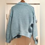 Maeve  Floral Knit Susannah 3-D Flower Cardigan Sweater - Blue One Size EUC Photo 2