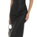 Lucy in the Sky Satin Lace-Bust Dress in Black- Photo 2