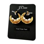 J.Crew NEW  Nested Fresh Water Pearl Gold Hoop Earrings Photo 3