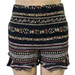 Loft  Multicolor Floral Striped Ruffled Side Zip High Rise Pocket Shorts Size 10 Photo 5