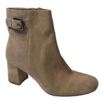 Naturalizer Tan Oatmeal Suede Leather Willette Side Zip Buckle Ankle Bootie 9.5 Photo 2