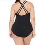 La Blanca Island Goddess Cross-Back One Piece Black Size 6 Photo 1