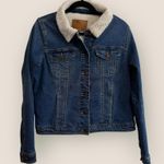 Vintage BBJ Los Angeles Women's Denim Sherpa Jacket Fall Casual Winter Large Blue Photo 0