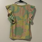 ZARA  Spring Summer Floral Pastels Ruffle Sleeve Short Sleeve Shirt Size Small Photo 2