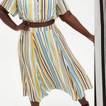 Torrid Multi Stripe Off-Shoulder Gauze Skirt Set Rainbow Boho Ruffle Midi Maxi Photo 0