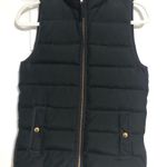 J. Crew Black Quilted Puffer Vest with High Collar gold side zippers women’s XXS Photo 1