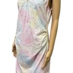 Venus  Pastel Tie Dye Rhinestone Ruched Side Sleeveless Midi Dress Womens Large Photo 0