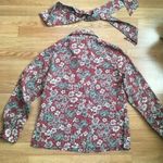Vintage Alex Colman Sportswear Set: Floral Blouse & Scarf Red Size XL Photo 3