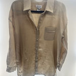 Allison Taylor Allison‎ Taylor Women's Linen Button Down Long Sleeve Casual Shirt Beige XL Photo 0