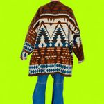 Vintage Sunbelt Sportswear Brown Teal Blue Tribal Wool Wrap Jacket Photo 5
