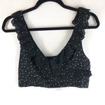 American Eagle  Crop Top Crochet Ruffle Polka Dot Black White M Photo 0