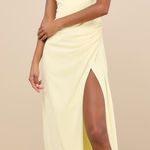 LULU’S Glamorous Disposition Light Yellow Ruched Maxi Dress Size XS Photo 0