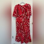 RHODE x Target Women's Zinnia Floral Print Bell Sleeve Midi Linen Dress Size 12 Red Photo 2