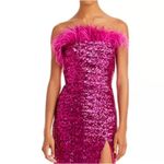 Amanda Uprichard NWT Liz Feather Trim Strapless Sequin Dress in Hot Pink Size XL Photo 7