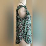 Philosophy  Blue Red Pink Black Floral Print. Sleeveless Ruffle Cut Out Back Sz S Photo 2