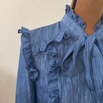 Lost + Wander textured ruffled front tie Victorian style blouse size S Photo 6