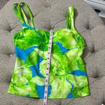 Y2K Tropical‎ Floral Tankini Swimsuit Green Size 10 Photo 7