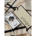 Stoosh NWT  Women Medium Boxy Cropped Plaid Shacket Beige Wool Blend 20"x20" Cozy Photo 6