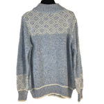 Fair Isle Sweater Baby Blue & Ivory 1/4 Zip Pullover Cotton Country Aprés Large Photo 8