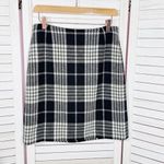Eddie Bauer  Plaid Wool Blend Tweed Pencil Skirt Black White 8 Tall Photo 5