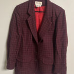 Eddie Bauer  Vintage Wool Windowpane Plaid Blazer Red Women’s Size Small Academia Photo 0