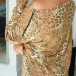 White Birch 5. Leopard Fleece Top with Zipper Detail Photo 1