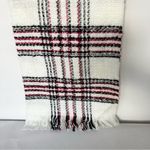 Chico's Scarf Red Cream Black Plaid Acrylic Metallic Oblong Comfy Soft Photo 3