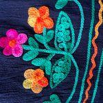 Mexican embroidered floral Black mini dress Coverup resortwear casual swimwear Size M Photo 5