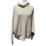 Free People  Oversized Turtleneck Sweater Cream Textured Knit  XS (Oversized) Photo 1