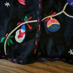 Vintage PAPPAGALLO CHRISTMAS SWEATER Embroidered Ornaments Bright Size Small Black Photo 3