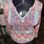 Lucky Brand  XS western boho southwest knit split neck top Photo 0