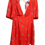 Free People 🌺NEW Mockingbird Coral Red Floral Print Backless Mini Dress Sz 6 Photo 2