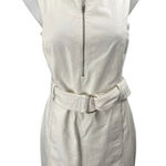 Club Monaco Women's White Sleeveless Half Zip Belted Mini Sheath Dress Size 6 Photo 0